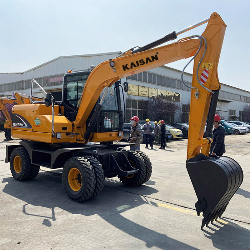 Excavador con ruedas de 6 toneladas con acoplador rápido hidráulico